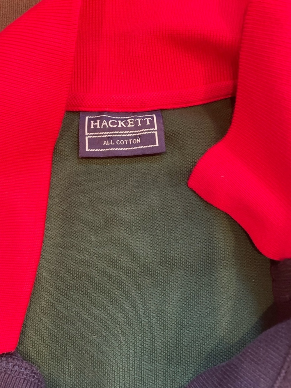 Hackett Red and Dark Green Colorblock Polo - Picture 3 of 6
